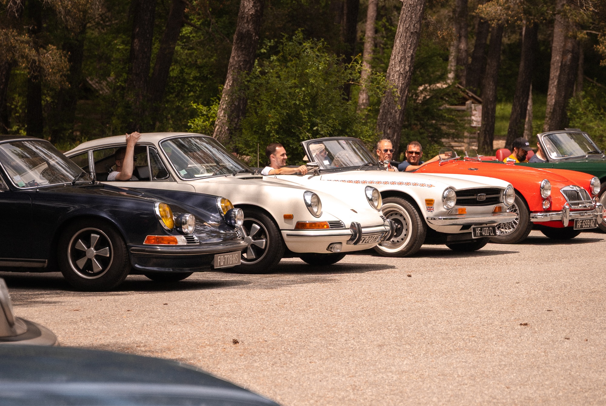 Classic car fleet at a corporate rally